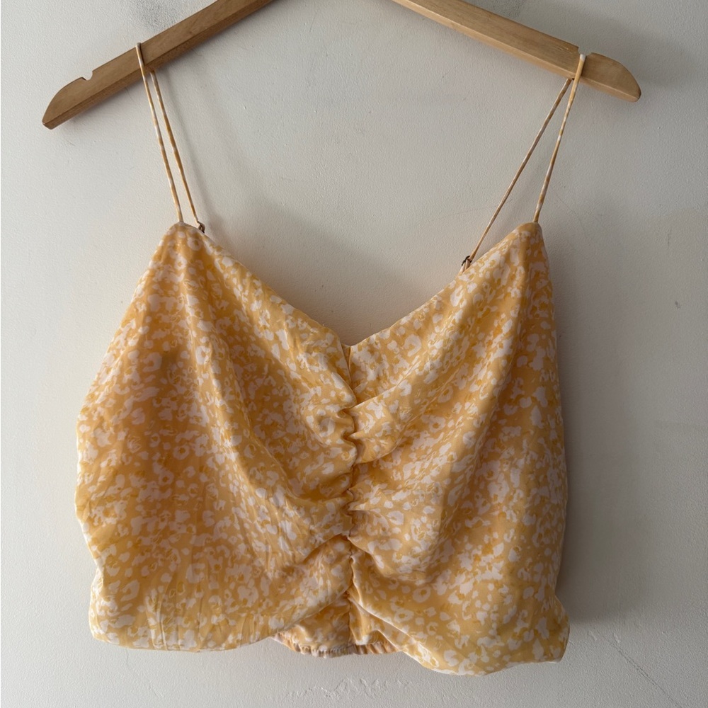 Abercrombie & Fitch Yellow and White Smocked Crop Adorable Top‎